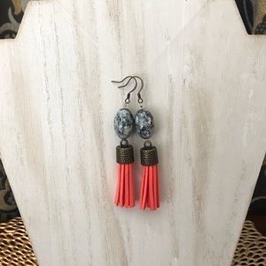 Hot pink fringe dangle earrings